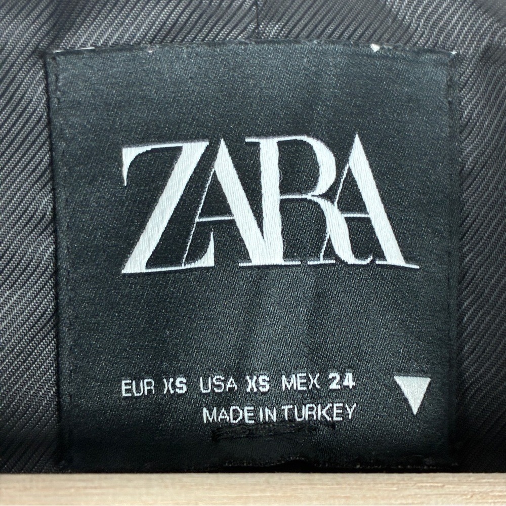 Zara Blazer XS Brown Blue Houndstooth Viscose Blend Dark Academia Career Chic - Picture 12 of 16